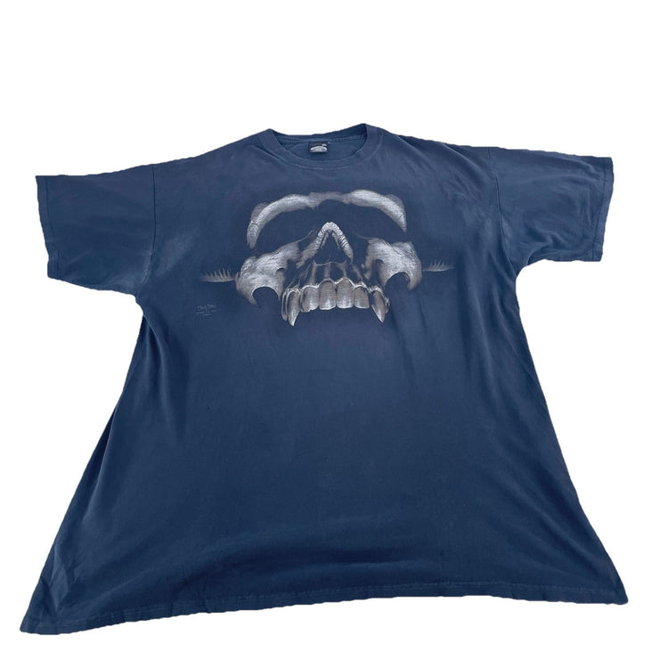 Mens Vintage Skulbone Skull Graphic Solid Tee Size 2XL