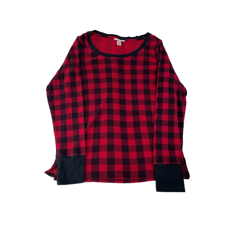Womens Victorias Secret Black & Red Plaid Sleep Shirt Size XL