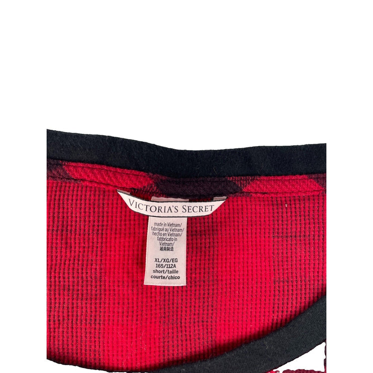 Womens Victorias Secret Black & Red Plaid Sleep Shirt Size XL