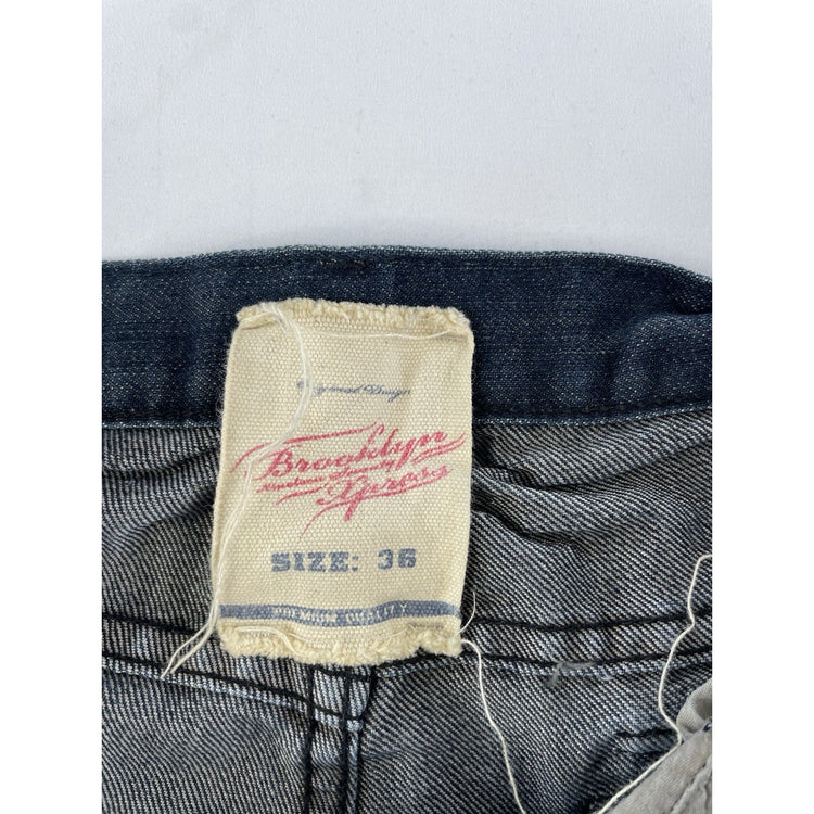 Mens Y2K Brooklyn Xpress Dark Blue Stright Fit Denim Jeans Size 36