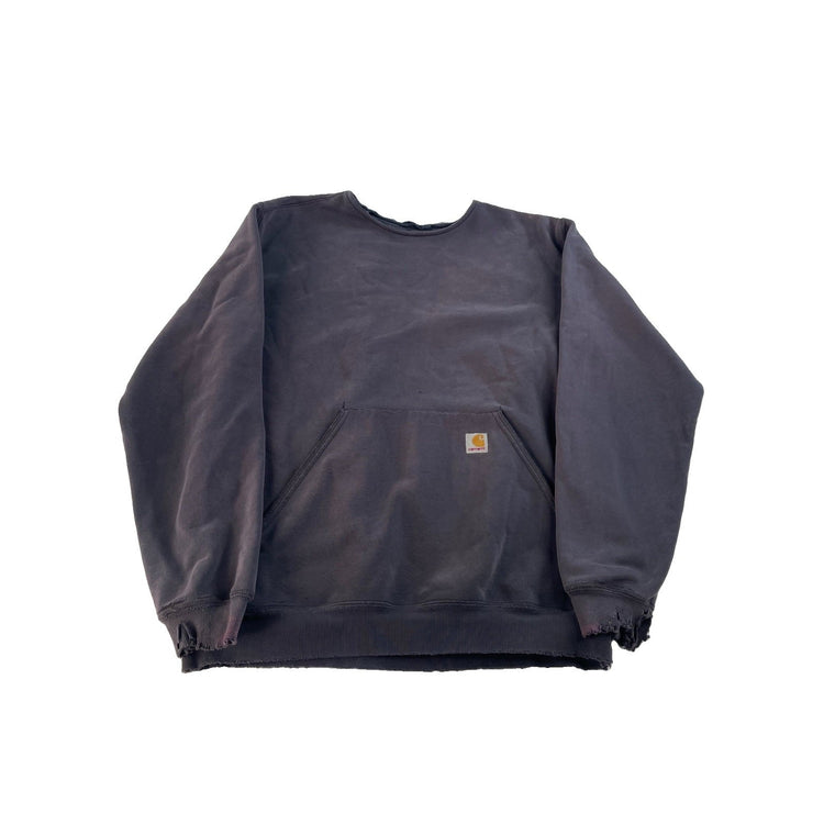 Mens Distressed Carhartt Crewneck Sweatshirt Charcoal Size Large Tall