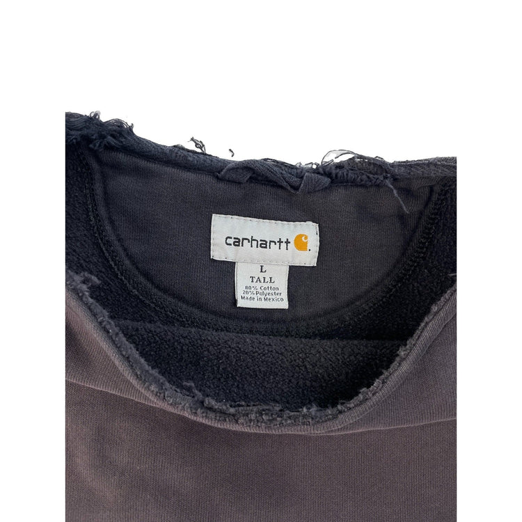 Mens Distressed Carhartt Crewneck Sweatshirt Charcoal Size Large Tall