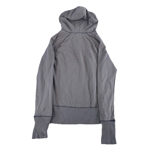 Womens Y2K Aeropostale Gray V Neck Hooded Sweater Size Medium