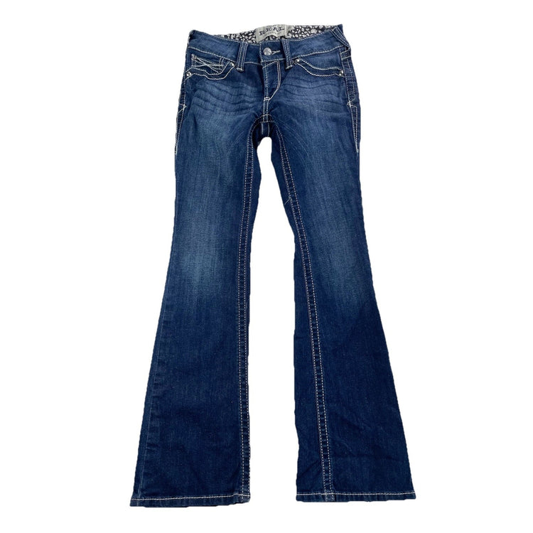 Womens Ariat REAL Denim Low Rise Bootcut Dark Wash Blue Jeans Size 25s