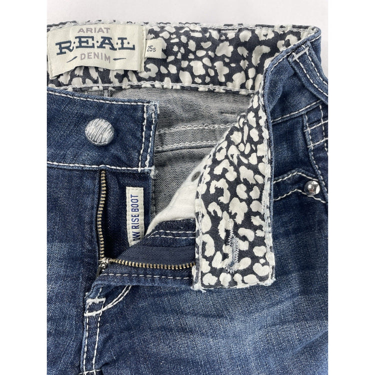 Womens Ariat REAL Denim Low Rise Bootcut Dark Wash Blue Jeans Size 25s