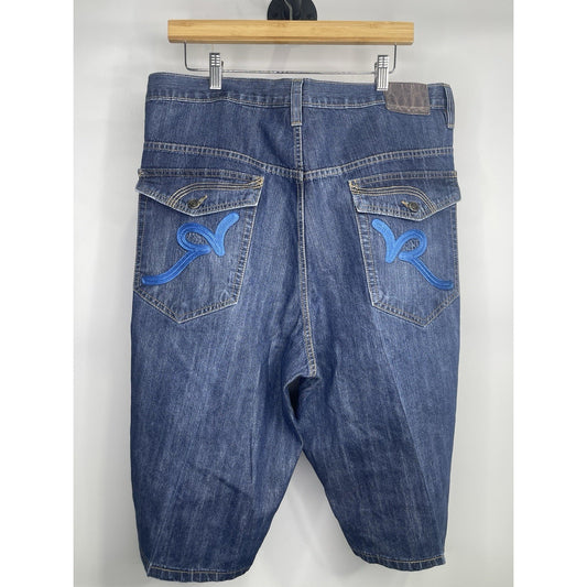 Y2k Mens RocaWear Blue Denim Jean Short Sz 42