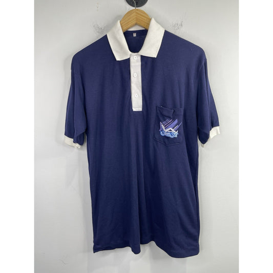 Adult Navy Blue Collared ‘Super Star Bar & Disco’ Thailand Shirt Sz L