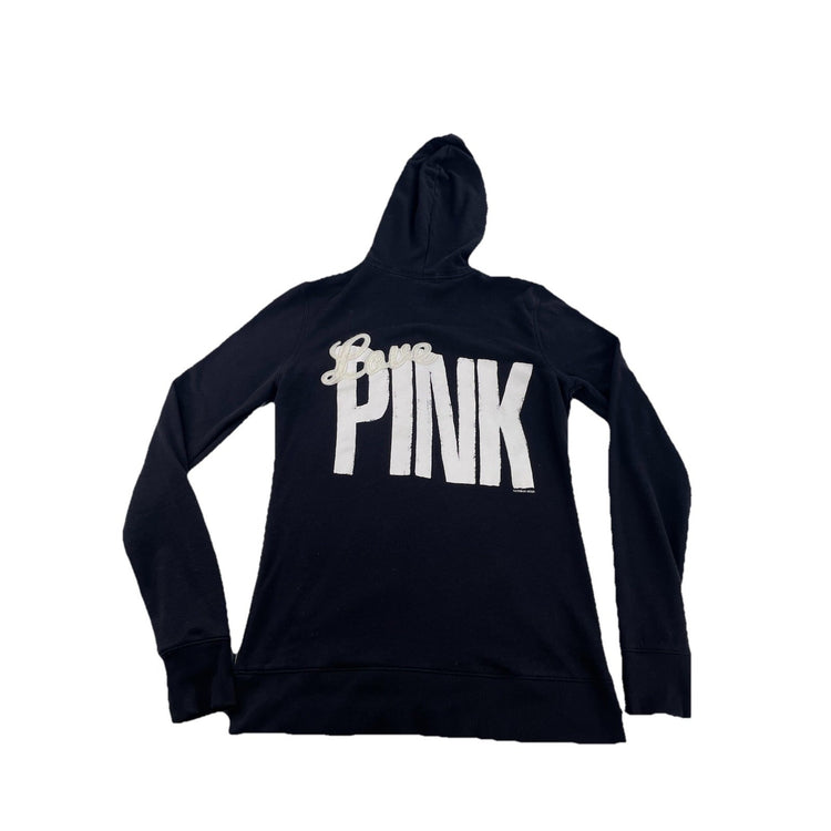 Womens PINK Victoria Secret Black Zip Up jacket Size XS