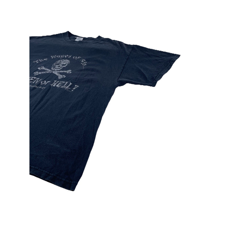 Mens Vintage Dealta Black Skull Graphic “Roman 6:23” T-Shirt Size Xl