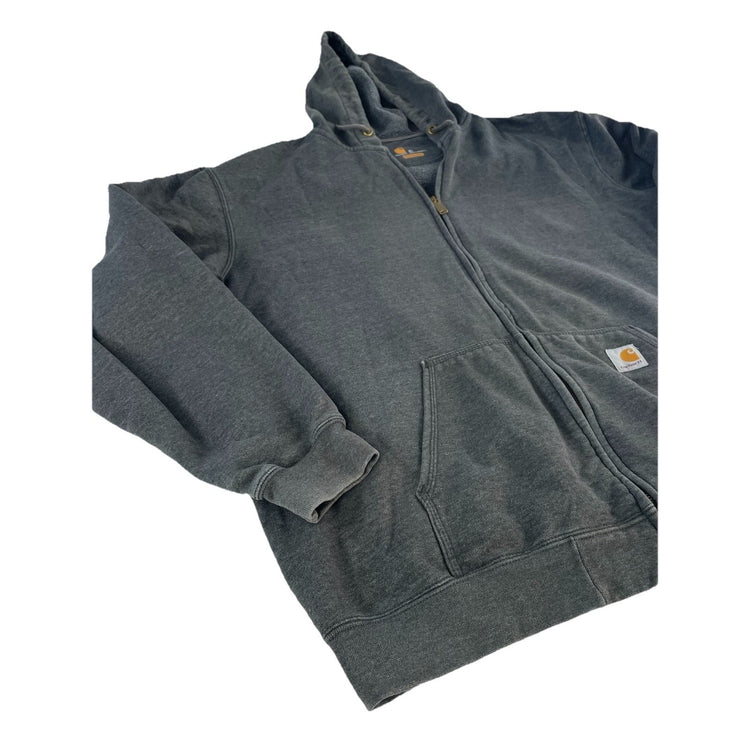 Mens Carhartt Basic Dark Gray Full Zip Hooded Jacket Size Xl