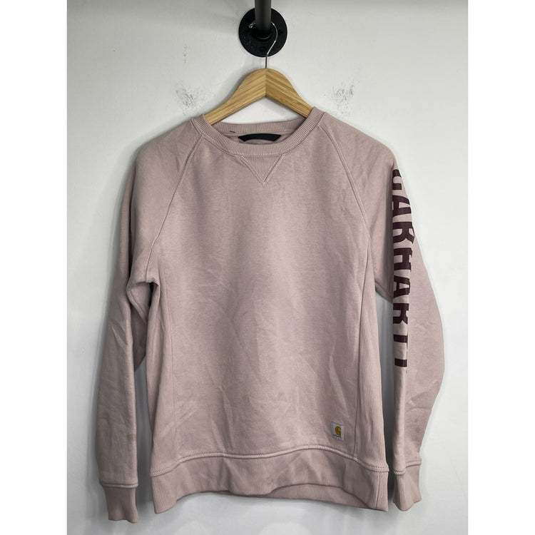 Carhartt Sweatshirt Womans M 8-10 Pink Relaxed Fit Crewneck TS4410-W