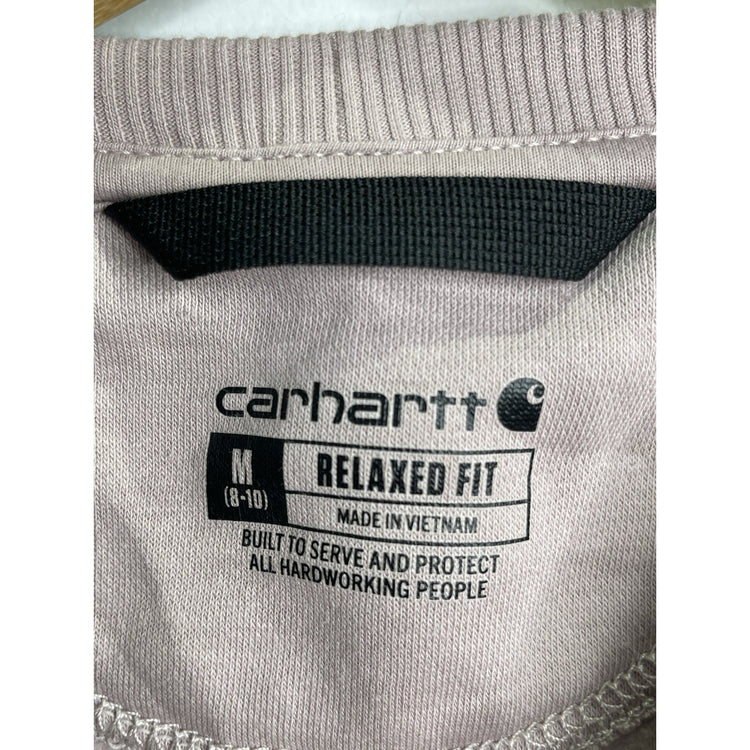 Carhartt Sweatshirt Womans M 8-10 Pink Relaxed Fit Crewneck TS4410-W