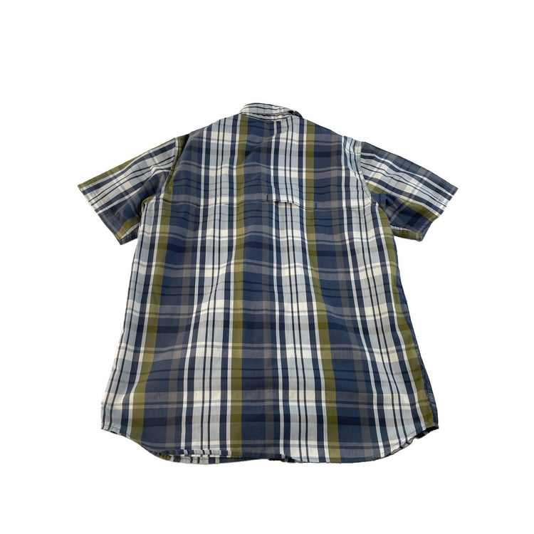 Men's Carhartt Blue Green Plaid Force Relaxed Fit Button Up Shirt Size L