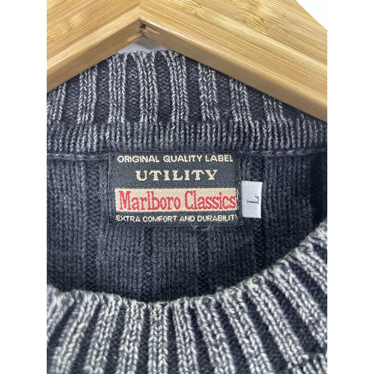 Vintage Men’s Marlboro Classic Black Knitwear Pullover Sz Large