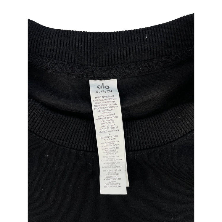 Womens Alo Yoga Black Performance Crewneck Sweatshirt Size XL