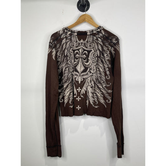 Womens Large Affliction Brown Longsleeve T-shirt