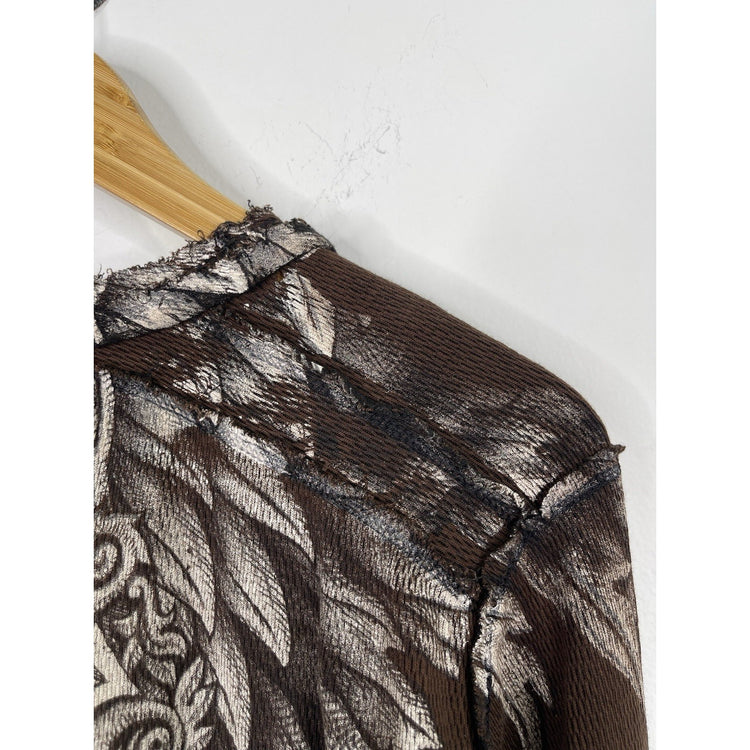 Womens Large Affliction Brown Longsleeve T-shirt