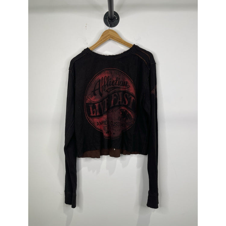 Womens Large Affliction Brown Longsleeve T-shirt