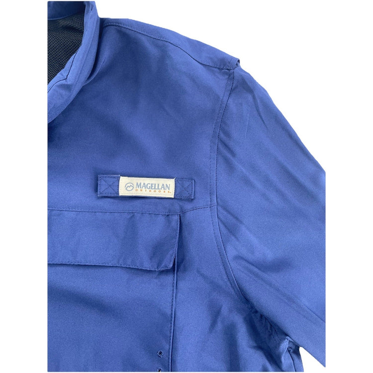 Mens Magellan Outdoor Classic Fit Blue Button Up Long Sleeve Shirt Size Xl