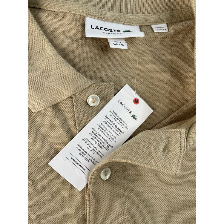 Men's Lacoste Classic Fit Tan Polo Shirt Size 4XL