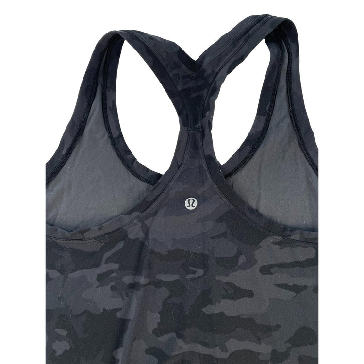 Womens Lululemon Dark Gray Camo Workout Yoga Tank Top Size L