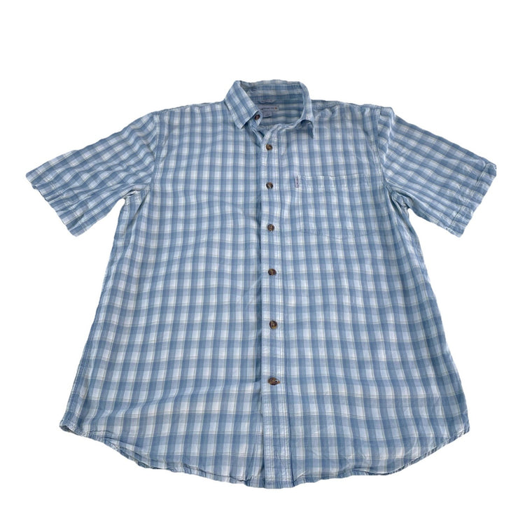 Mens Carhartt Classic Plaid Blue & White Button-Up Shirt Size L