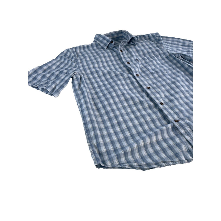 Mens Carhartt Classic Plaid Blue & White Button-Up Shirt Size L