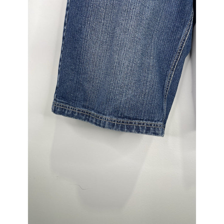 Men’s Y2K Mi Raza Fiel Blue Wash Jorts With Fully Embroidered Back Design 32x13