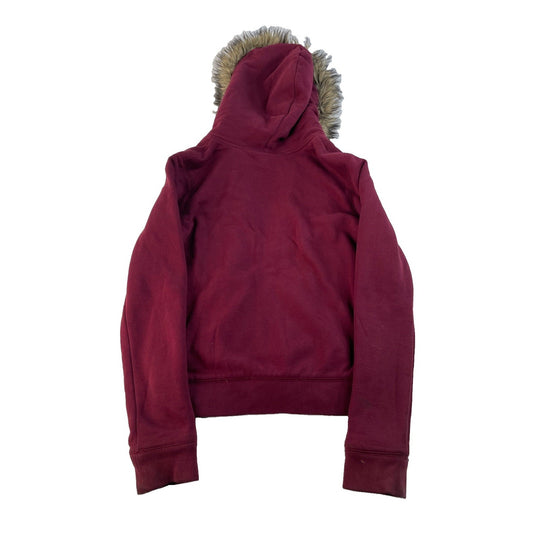 Women's Aeropostale Maroon Zip-Up Hoodie with Faux Fur Hood Size M
