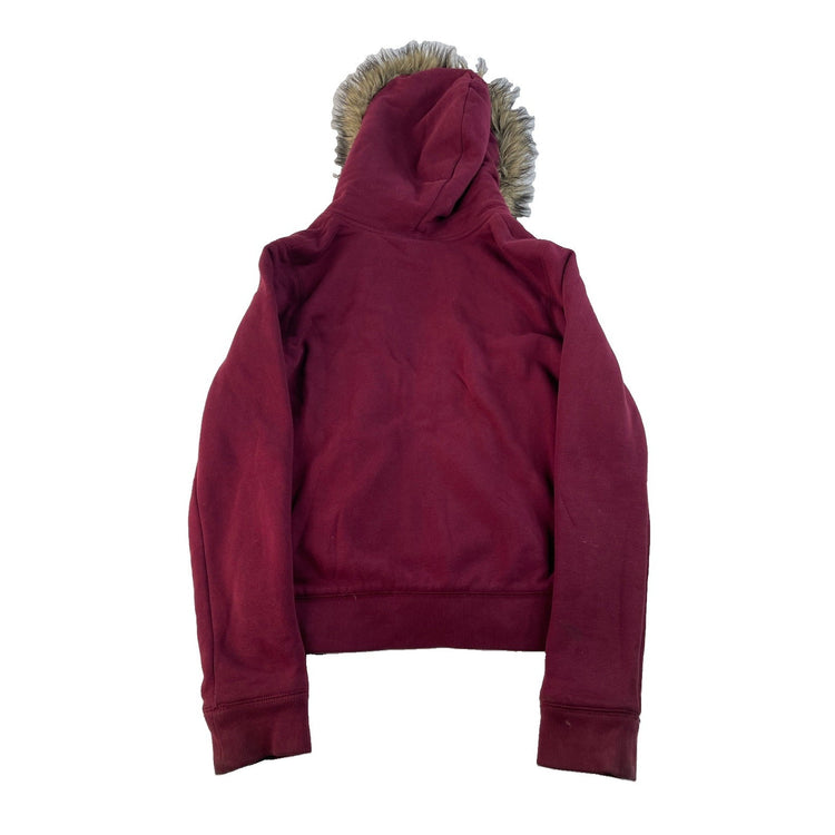Women's Aeropostale Maroon Zip-Up Hoodie with Faux Fur Hood Size M