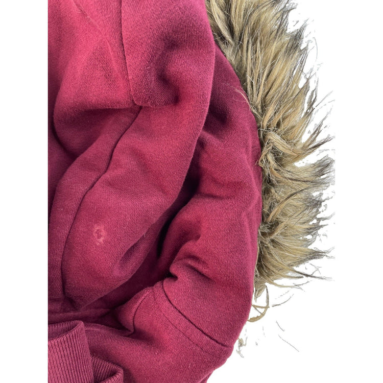 Women's Aeropostale Maroon Zip-Up Hoodie with Faux Fur Hood Size M