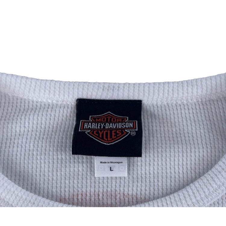 Women Vintage Harley-Davidson Grand Cayman White Thermal LongSleeve Shirt Size L