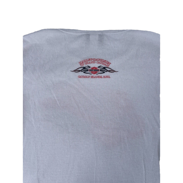 Women Vintage Harley-Davidson Grand Cayman White Thermal LongSleeve Shirt Size L
