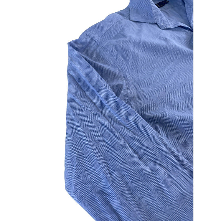 Mens Polo Ralph Lauren Classic Blue & White ButtonUp Shirt Plaid Size Large
