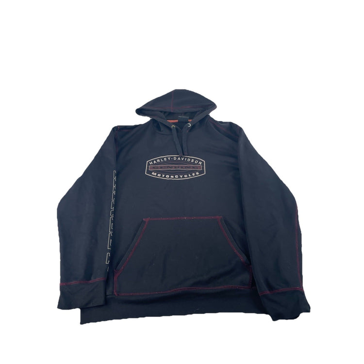 Womens Harley Davidson Motorcycle Black Purple Stitch Pullover Hoodie Size L
