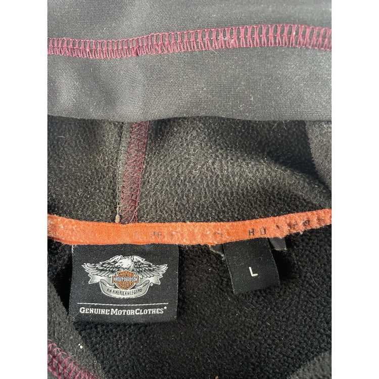 Womens Harley Davidson Motorcycle Black Purple Stitch Pullover Hoodie Size L