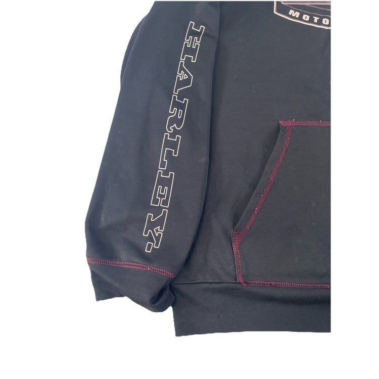 Womens Harley Davidson Motorcycle Black Purple Stitch Pullover Hoodie Size L