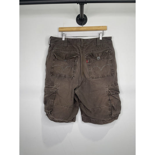 Men’s Vintage Levi’s Cargo Brown Baggy Shorts MultiPocket Sz 36x12