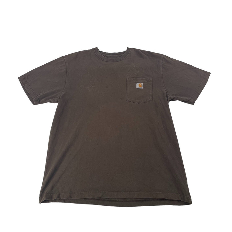 Mens Carhartt Brown Distressed Pocket Shirt Size L