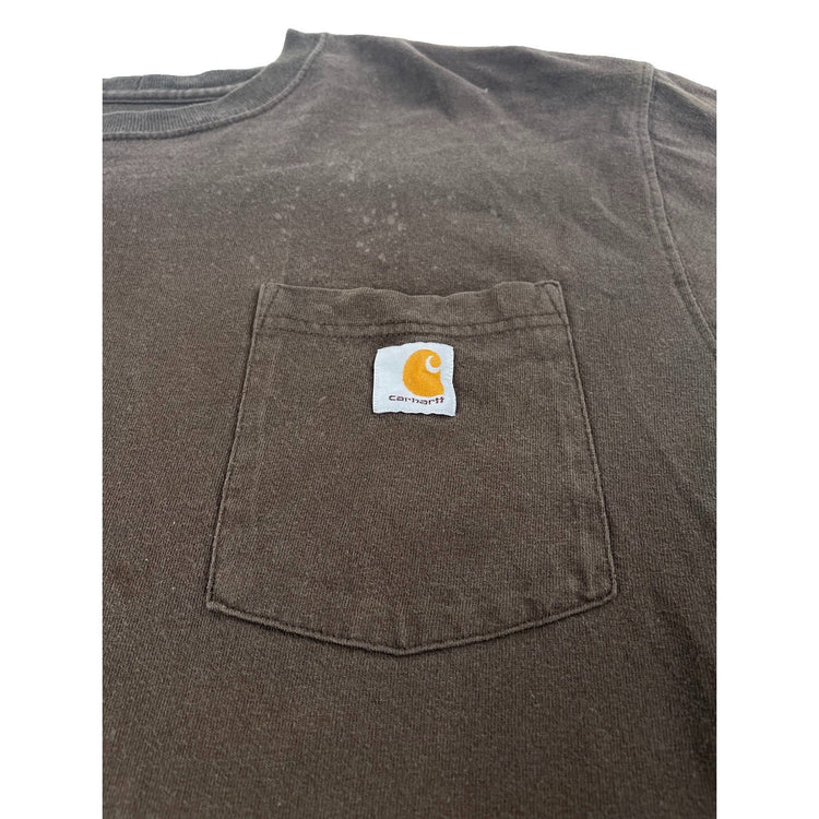 Mens Carhartt Brown Distressed Pocket Shirt Size L