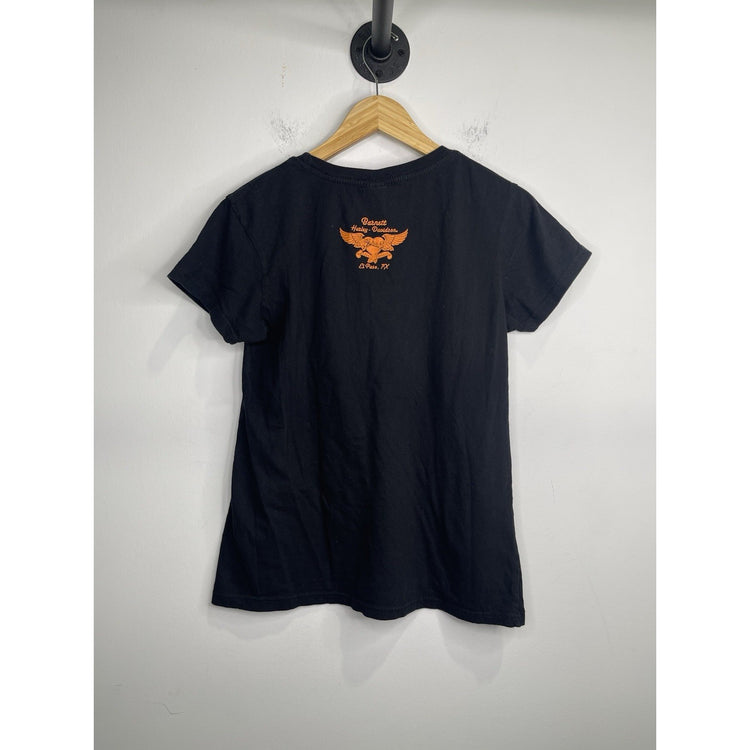 Women's Black Y2K 2021 Harley Davidson Short Sleeve T-Shirt Sz L