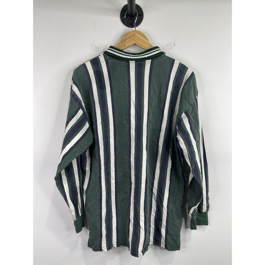 Men’s Nike Golf Dri-fit Polo Shirt Green Navy White Polyester Sz Large