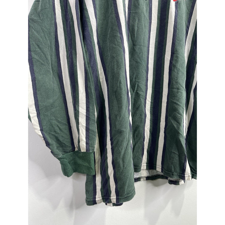 Men’s Nike Golf Dri-fit Polo Shirt Green Navy White Polyester Sz Large