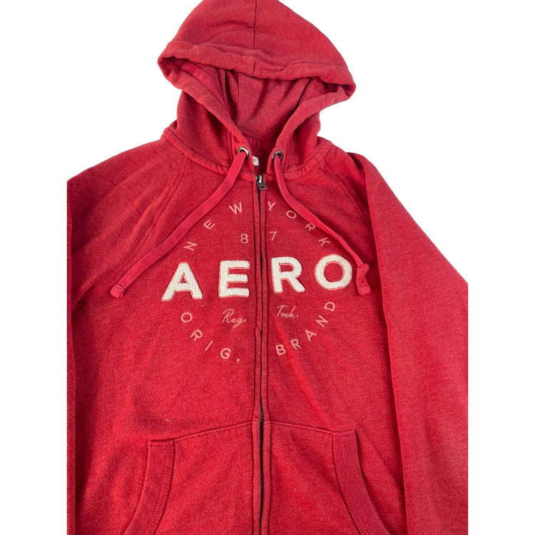 Womens Aeropostale Red Zip Up Hoodie Sweatshirt Size M