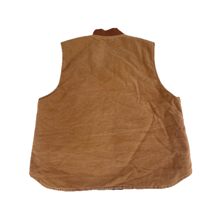 Mens Carhartt Brown Quilt-Lined Sandstone Duck Vest Size Xl