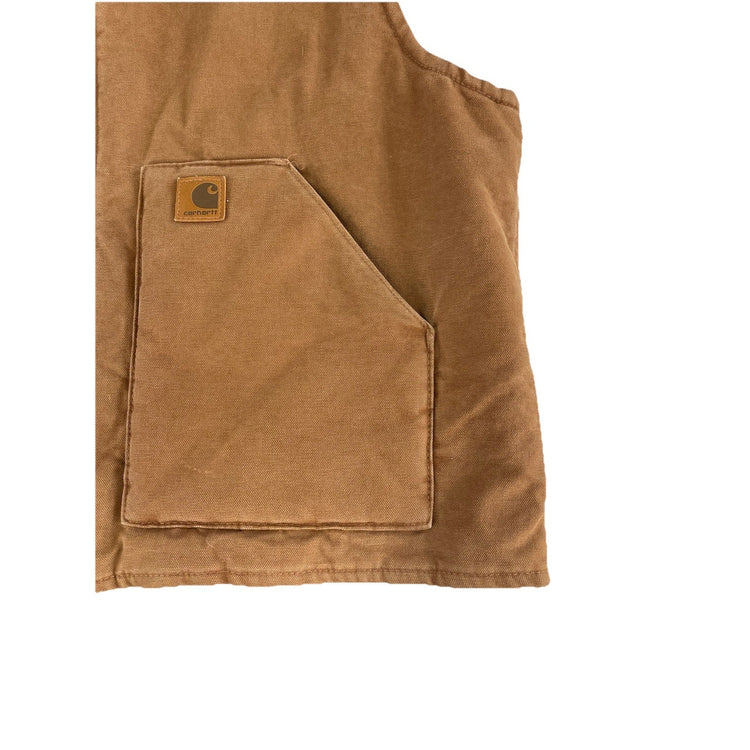 Mens Carhartt Brown Quilt-Lined Sandstone Duck Vest Size Xl