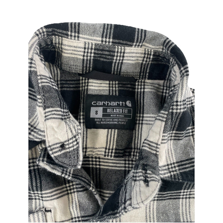 Mens Carhartt Rugged Black & White Longsleeve Button-up Flannel Size S