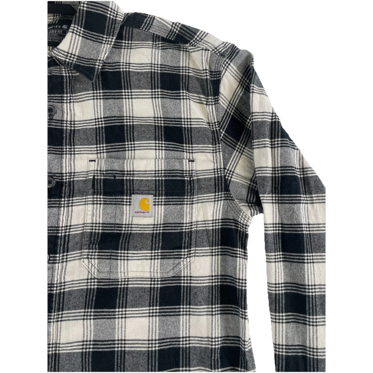 Mens Carhartt Rugged Black & White Longsleeve Button-up Flannel Size S