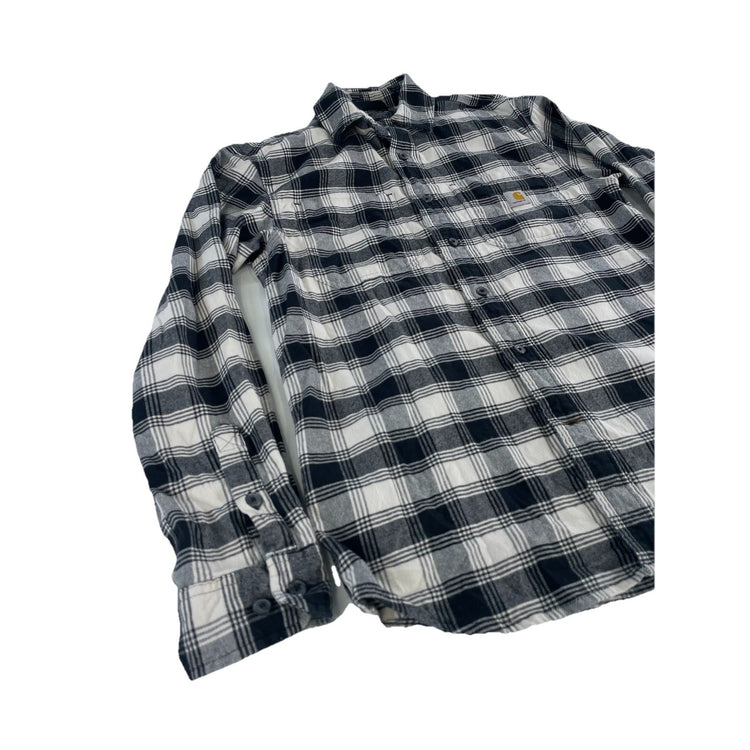 Mens Carhartt Rugged Black & White Longsleeve Button-up Flannel Size S