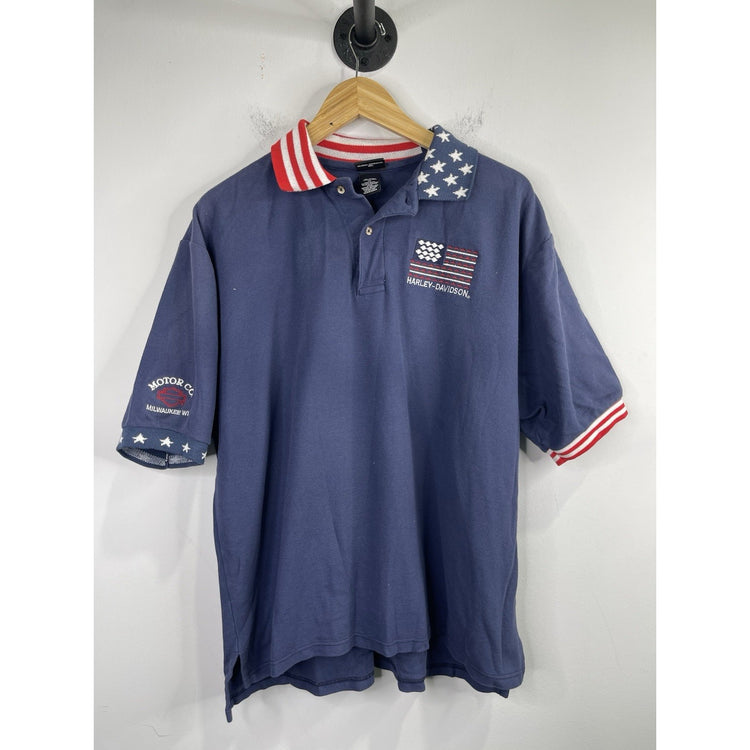 Men’s Harley Davidson Polo Shirt Motorcycle Made In USA Sz XL